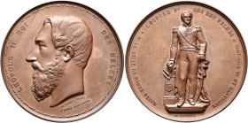 BELGIUM. Léopold II, 1865-1909. Medal 1869 (Bronze, 65 mm, 138.90 g, 12 h), on the Unveiling of the King Leopold I statue in Namur. By Ed. Geerts, Bru...