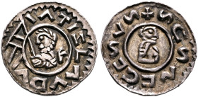 BOHEMIA. Vratislav II, as duke, 1061-1092. Denar (Silver, 14 mm, 0.69 g, 12 h), Praha (Prague), 1061-1092. IATIZLAV DV Head of Vratislav II to left, h...