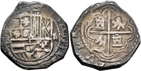 BOLIVIA, Colonial (as Alto Perú). Felipe III, king of Spain, 1598-1621. Cob 2 Reales (Silver, 26 mm, 6.82 g, 12 h), Potosi, no date (1596-1605). [PH]I...