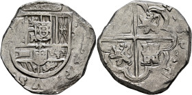 BOLIVIA, Colonial (as Alto Perú). Felipe III, king of Spain, 1598-1621. Cob 8 Reales (Silver, 33 mm, 22.00 g, 4 h), Potosi. [PHI]LIPPVS[•III•D•G•] Cro...