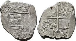 BOLIVIA, Colonial (as Alto Perú). Felipe III, king of Spain, 1598-1621. Cob 8 Reales (Silver, 40 mm, 27.23 g, 6 h), Potosi. [PHILIPPVS•III•D•]G• Crown...