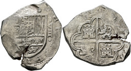 BOLIVIA, Colonial (as Alto Perú). Felipe III, king of Spain, 1598-1621. Cob 8 Reales (Silver, 39 mm, 26.78 g, 2 h), Potosi. [P]HI[LI]PPV[S•III•D•G•] C...