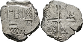 BOLIVIA, Colonial (as Alto Perú). Felipe III, king of Spain, 1598-1621. Cob 8 Reales (Silver, 35 mm, 27.65 g, 3 h), Potosi. [PHILIPPVS•III•D•G•] Crown...