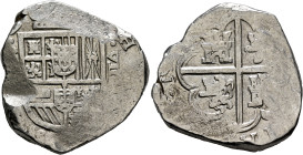 BOLIVIA, Colonial (as Alto Perú). Felipe III, king of Spain, 1598-1621. Cob 8 Reales (Silver, 35 mm, 27.52 g, 10 h), Potosi. [P]H[ILIPPVS•III•D•G•] Cr...