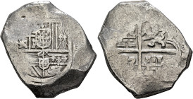 BOLIVIA, Colonial (as Alto Perú). Felipe III, king of Spain, 1598-1621. Cob 8 Reales (Silver, 35 mm, 27.41 g, 3 h), Potosi. [PHILIPPVS•III•D•G•] Crown...