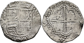 BOLIVIA, Colonial (as Alto Perú). Felipe III, king of Spain, 1598-1621. Cob 8 Reales (Silver, 38 mm, 27.08 g, 4 h), Potosi, no date (1598-1617). P[HIL...