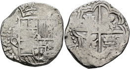 BOLIVIA, Colonial (as Alto Perú). Felipe III, king of Spain, 1598-1621. Cob 8 Reales (Silver, 37 mm, 24.31 g, 4 h), Potosi, no date (1612-1616). [PHIL...