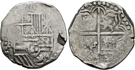 BOLIVIA, Colonial (as Alto Perú). Felipe III, king of Spain, 1598-1621. Cob 4 Reales (Silver, 31 mm, 13.56 g, 5 h), Potosi, no date (1603-1612). [PHIL...