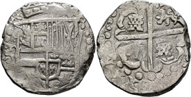 BOLIVIA, Colonial (as Alto Perú). Felipe III, king of Spain, 1598-1621. Cob 8 Reales (Silver, 36 mm, 27.51 g, 12 h), Potosi, 1618-1621. PH[ILIPPVS•III...