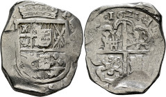 BOLIVIA, Colonial (as Alto Perú). Felipe III, king of Spain, 1598-1621. Cob 8 Reales 1621 (Silver, 38 mm, 27.32 g, 12 h), Potosi. PH[ILIPP]VS[•III•D•G...