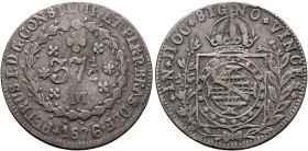 BRAZIL, Empire. Pedro I, 1822-1831. 37 1/2 Reis 1826 M (Copper, 30 mm, 5.26 g, 12 h), Golden Vintém, Vila Rica. PETRUS.I.D.G.CONST.IMPET.PERP.BRAS.DEF...