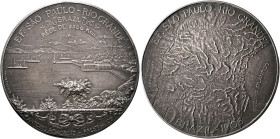 BRAZIL, Republic. 1889-1930. Medal 1906 (Silver, 50 mm, 56.38 g, 10 h), on the Completion of the 2500 km railway from São Paulo to Rio Grande. By A. D...