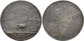 BRAZIL, Republic. 1889-1930. Medal 1906 (Silver, 50 mm, 57.05 g, 12 h), on the Completion of the 2500 km railway from São Paulo to Rio Grande. By A. D...