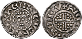 BRITISH, Plantagenet. John, 1199-1216. Penny (Silver, 19 mm, 1.46 g, 6 h), Tower (London) mint, 1204-1209. hЄNRICVS RЄX Crowned and facing bust of Hen...