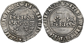 BRITISH, Lancaster. Henry VI, first reign, 1422-1461. Blanc aux écus (Silver, 28 mm, 2.95 g, 11 h), Paris, no date (1422). (crown)FRANCORVM⋮ET⋮ANGLIE⋮...