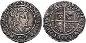 BRITISH, Tudor. Henry VIII, 1509-1547. Groat (Silver, 25 mm, 2.64 g, 9 h), Tower (London) mint, no date (circa 1526-1544). hEnRIC’×VIII’×D’×G’×R’×AGL’...