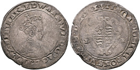 BRITISH, Tudor. Edward VI, 1547-1553. Shilling 1549 (Silver, 30 mm, 4.76 g, 7 h), Tower (London) mint. EDWARD'.VI:D'.G'.AGL'.FRA'.Z:HIB'.REX: Crowned ...