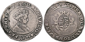 BRITISH, Tudor. Edward VI, 1547-1553. Shilling 1550 (Silver, 31 mm, 5.04 g, 3 h), Southwark. EDWARD'.VI:D'.G'.AGL'.FRA'.Z:HIB'.REX: Crowned and mantle...