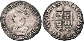 BRITISH, Tudor. Mary, 1553-1554. Groat (Silver, 24 mm, 2.04 g, 4 h), Tower (London) mint, no date (1553-1554). mΛRIΛ D’ G’ ΛnG' FRΛ’ Z hIB’ RЄGI’ Crow...