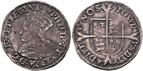 BRITISH, Tudor. Philip & Mary, 1554-1558. Groat (Silver, 23 mm, 1.96 g, 6 h), Tower (London) mint, no date (1554-1558). PHILIP•ET•MARIA•D:G•REX•ET•REG...