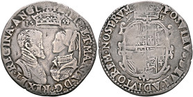 BRITISH, Tudor. Philip & Mary, 1554-1558. Shilling 1554 (Silver, 31 mm, 5.79 g, 8 h), Tower (London) mint. PHILIP•ET•MARIA•D•G•REX•ET•REGINA•ANGL• Con...