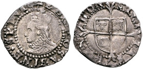 BRITISH, Tudor. Elizabeth I, 1558-1603. Penny (Silver, 14 mm, 0.53 g, 6 h), Tower (London) mint, no date (1582-1600). E•D•G•ROSA•SINE•SPINA• Crowned a...