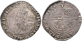 BRITISH, Stuart. Charles I, 1625-1649. Shilling (Silver, 31 mm, 6.23 g, 3 h), Tower (London) mint, no date (1638-1639). CAROLVS•D•G•MA•BR•FR•ET•HI•REX...