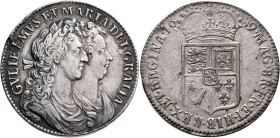 BRITISH, Orange. William III & Mary, 1688-1694. Half Crown 1689 (Silver, 34 mm, 14.76 g, 6 h), London. GVLIELMVS•ET•MARIA•DEI•GRATIA Conjoined laureat...