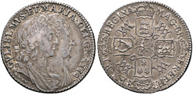 BRITISH, Orange. William III & Mary, 1688-1694. Shilling 1693 (Silver, 25 mm, 5.94 g, 12 h), London. GVLIELMVS•ET•MARIA•DEI•GRATIA• Conjoined laureate...