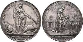 BRITISH, Hanover. George II, 1727-1760. Medal 1736 (Silver, 39 mm, 20.34 g, 12 h), Jernegan's Lottery Medal. By J. S. Tanner. BOTH HANDS - FILL'D FOR ...