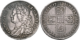 BRITISH, Hanover. George II, 1727-1760. 1/2 Crown 1745 LIMA (Silver, 34 mm, 15.00 g, 12 h), London. GEORGIUS•II•DEI•GRATIA• Laureate bust of George II...
