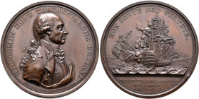 BRITISH, Hanover. George III, 1760-1820. Medal 1794 (Bronze, 48 mm, 59.76 g, 12 h), on the Naval Victory of Admiral Earl Howe on 1 June 1794. By C. H....