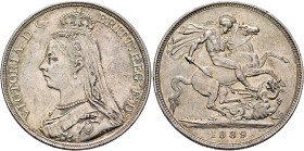 BRITISH, Hanover. Victoria, 1837-1901. Crown 1889 (Silver, 39 mm, 28.27 g, 12 h), London. VICTORIA D:G:BRITT:REG:F:D: Crowned jubilee bust of Victoria...