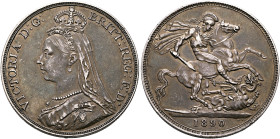 BRITISH, Hanover. Victoria, 1837-1901. Crown 1890 (Silver, 39 mm, 28.30 g, 12 h), London. VICTORIA D:G:BRITT:REG:F:D: Crowned jubilee bust of Victoria...