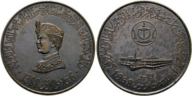 BRUNEI. Sultanate. Hassanal Bolkiah, 1967-present. Medal 1388 AH = 1968 (Bronze, 45 mm, 39.68 g, 12 h), on his Coronation on 1 August 1968. ✱دولي يغمه...
