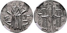 BULGARIA. Second Empire. Ivan Aleksandar, 1331–1371. Gros (Silver, 20 mm, 1.1 g, 6 h), with Michael Asen IV, Vidin, no date (1331-1355). Christ standi...