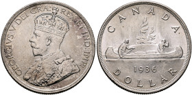 CANADA. George V, 1911-1936. Dollar 1936 (Silver, 36 mm, 23.37 g, 12 h), Ottawa. GEORGIVS V DEI GRA: - REX ET IND:IMP: Crowned and draped bust of Geor...