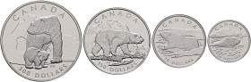 CANADA. Elizabeth II, 1952-2022. Set of 4 coins 1990 (Platinum, 57.54 g), on the Polar Bear, Ottawa. Four denominations: 30 Dollars 1990 (KM 174), 75 ...