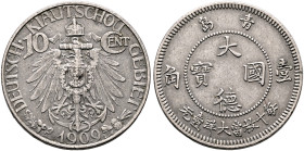 CHINA. Kiautschou Bay Leased Territory, 1898-1914. 10 Cents 1909 (Copper-Nickel, 21 mm, 3.93 g, 12 h), Berlin. DEUTSCH-KIAUTSCHOU GEBIET / 1909 Imperi...