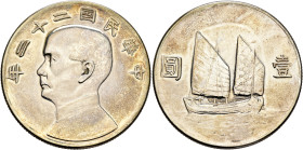 CHINA, ZHŌNGHUÁ MÍNGUÓ (REPUBLIC OF CHINA). 1912-1949. Yuán – Dollar Year 22 = 1933 (Silver, 39 mm, 26.64 g, 12 h). 年二十二國民華中 Draped bust of Sun Yat-se...