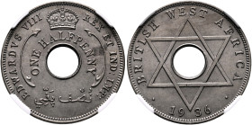 COLONIAL AFRICA, British. British West Africa. Edward VIII, 1936. 1/2 Penny 1936 (Copper-Nickel, 25 mm, 5.67 g, 12 h), London. EDWARDVS VIII - REX ET ...