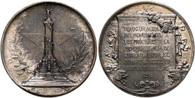 ECUADOR, Republic. 1830-pres. Medal 1918 (Tin, 30 mm, 11.50 g, 12 h), on the Erection of the Statue of Independence in Guayaquil. Statue of Liberty an...