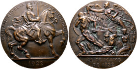 ECUADOR, Republic. 1830-pres. Medal 1922 (Bronze, 79 mm, 319.59 g, 12 h), on the 100th Anniversary of the Battle of Pichincha. By L. Casadio. CENTENAR...