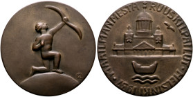 FINLAND, Republic. 1917-preseent. Medal 1937 (Bronze, 45 mm, 34.32 g, 12 h), on the Archery World Championship in Helsinki. By G. Quist. Kneeling arch...