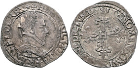 FRANCE, Royal. Henri III, 1574-1589. Demi-Franc 1587 E (Silver, 29 mm, 7.07 g, 4 h), Tours. H[ENR]ICVS•III•D•G•FRANC•ET•POL•REX✱✠ Laureate and cuirass...