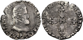 FRANCE, Royal. Henri IV le Grand (the Great), 1589–1610. Demi-Franc 1604 F (Silver, 26 mm, 6.94 g, 1 h), Angers. HENRI[CVS I]III D G FRAN ET NAVA REX ...