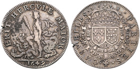 FRANCE, Royal. Louis XIV le Roi Soleil (the Sun King), 1643–1715. Jeton 1649 (Silver, 27 mm, 5.30 g, 6 h). ERIT HERCVLE MAIOR / 1649 Crowned Louis XIV...