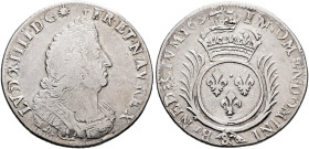 FRANCE, Royal. Louis XIV le Roi Soleil (the Sun King), 1643–1715. 1/4 Écu 1693 & (Silver, 29 mm, 6.32 g, 6 h), Aix-en-Provence. LVD XIIII•D•G✱ - FR•ET...