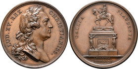 FRANCE, Royal. Louis XV le Bien-Aimé (the Well-Beloved), 1715–1774. Medal 1763 (Bronze, 42 mm, 33.11 g, 12 h), on the Erection of the equestrian statu...