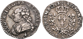 FRANCE, Royal. Louis XVI, 1774–1793. 1/20 Écu aux rameaux d'olivier 1783 A (Silver, 17 mm, 1.44 g, 6 h), Paris. LUD•XVI•D•G•FR.ET N•REX• Draped bust o...